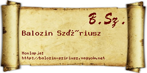 Balozin Szíriusz névjegykártya